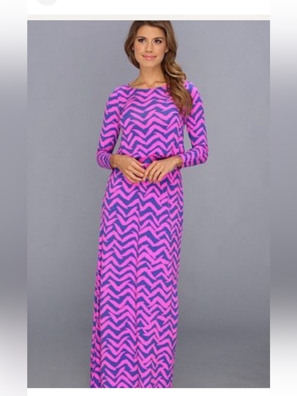 Lilly Pulitzer Long Sleeve Pink and Purple Chevron Maxi Dress